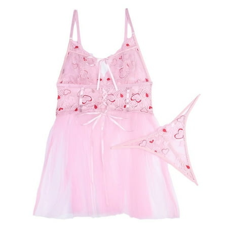 WIZUTIZ Babydoll Lingerie for Women Two Piece Panty Underwear Corset Women s Lace Strap Mesh Transparent Sexy Cute Suspender Nightgown Two-piece Set Online Shopp