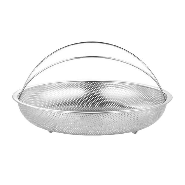 Cesta de vapor de acero inoxidable, cesta de vapor para verduras con asa, malla redonda Mango interior S