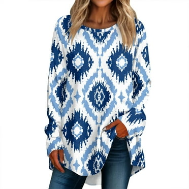 T Shirts for Women Long Sleeve Round Neck Basic T-Shirt Striped Shirts Tunic Womens Tops Shirts for Women Fall Shirts for Women 2024 Summer Fall Savings Clearance Deals!