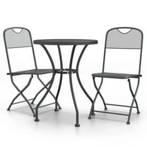3pc Outdoor Bisto Breakfast Table and 2 Chair Set, Gray Metal