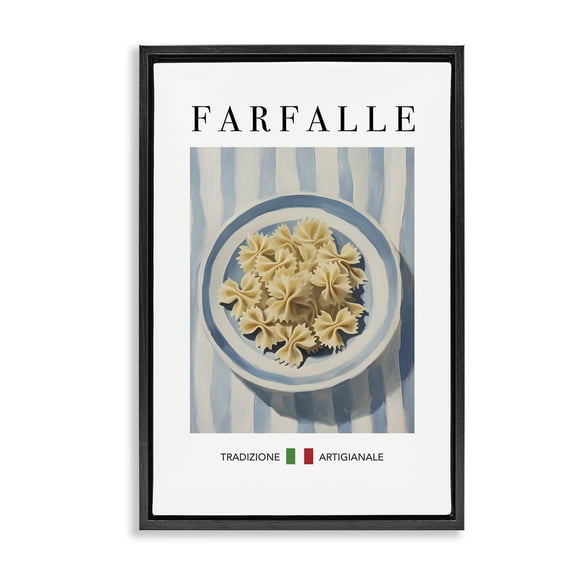 Stupell Industries Traditional Farafalle Pasta Food & Beverage Painting Black Floater Framed Canvas Art Print Wall Art, 17 x 25