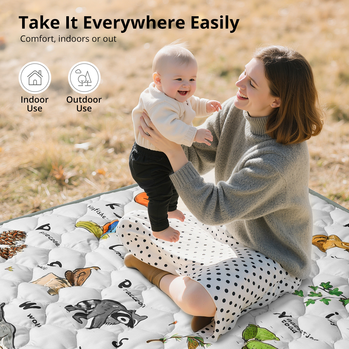 Caveen Baby Play Mat, Foldable Soft Padded, 50" x 50", Gray photo 7