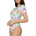 thumbnail image 2 of Haiem Cute Unicorn Women's Crew Neck Short Sleeve Bodysuit Tops Stretchy Slim Basic-Small, 2 of 9