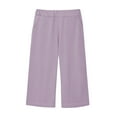 thumbnail image 4 of HAOTAGS Summer Capri Pants for Girls(4-14), Solid Color Casual Elastic Waist Pants with Pockets Purple 5 Years, 4 of 6