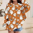 thumbnail image 2 of XUNKUSGA Halloween Sweatshirt 1-13 Years Pumpkin Bat Girls Crewneck Sweatshirt Loose Soft Drop Shoulder Long Sleeve Pullover Tops for Halloween Themed Party Multicolor, 2 of 4
