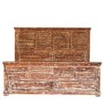 thumbnail image 2 of Handmade Hand Craved King Size Bed With Shutter Style Headboard & Footboard | Farmhouse Style Distressed Bedroom Bed, 2 of 9