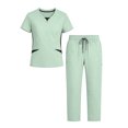 thumbnail image 4 of Sets for Women Fall Outfits Women's Summer V-Neck Color Blocked Pocket Top Drawstring Pants Protective Suit Set Mint Green Xl, 4 of 6