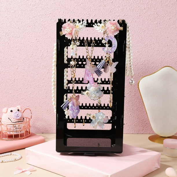 Nestingho Organizador Giratorio De Joyería Negro Multifuncional Para Pendientes Collar Y