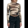 thumbnail image 3 of Camiseta de Transparente para Mujer, Top Corto de Larga con Estampado de Dinero A , Camisetas Ajustadas. Teñido Anudado M, 3 of 10