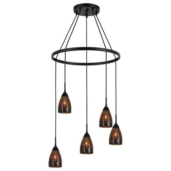 Woodbridge Lighting Venezia 5-Light Glass Chandelier in Bronze/Mosaic Mirror