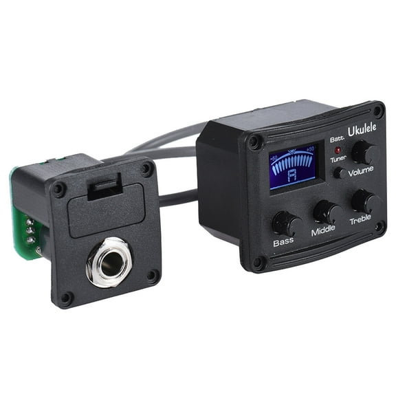 BESTOYARD Ukulele Piezo Pickup Eq Preamp Amplifier with 3 Band Equalizer and LCD Tuner Display Black