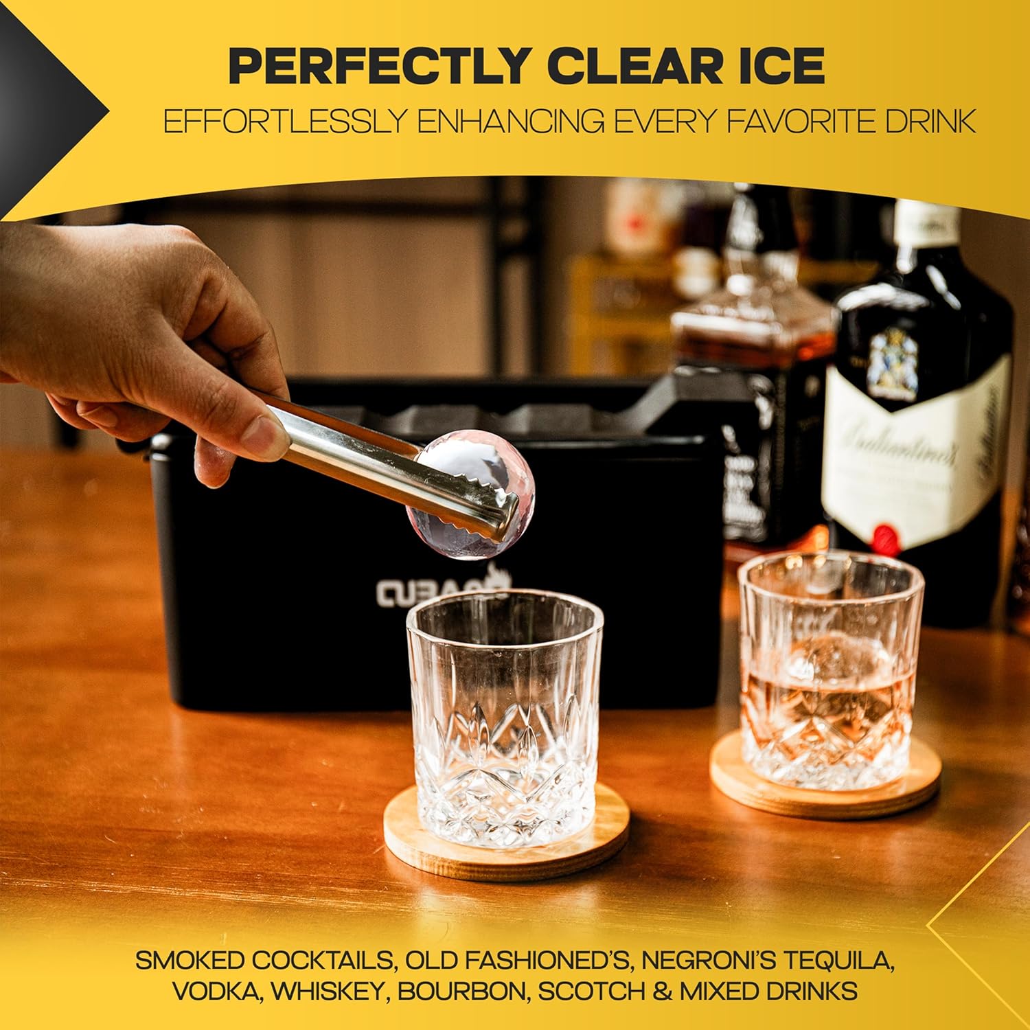 Ice Ball Maker - 8 Large 2"  Spheres with Freezer Bag | Premium Hard Shell Directional Freezing  for Whiskey & Cocktails