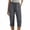 04-Dark Gray, variant on Women's Cotton Linen Tapered Capri Pants Elastic Waist Cropped Casual Work