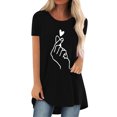 thumbnail image 1 of Pompotops Femmes Mode Casual Impression Chemises Manches Courtes Tee-Tops Tunique Blouse, 1 of 4