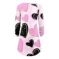 thumbnail image 5 of Honeeladyy Clearance under 10$ Women's colorful Love Printed Pullover Long Sleeve Crewneck Loose Top Casual Comfy Mini Dress Valentine's Day Gift Dress, 5 of 5