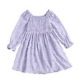 thumbnail image 7 of LJEFF Girls Long-Sleeve Dress, Square Neck Puff Sleeves Solid Colors Ruffled Casual Dresses for Kids Purple Size 4-5T, 7 of 7