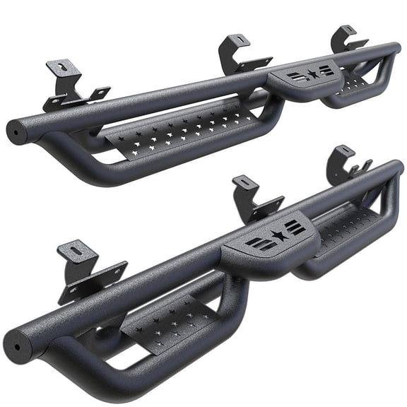AutoBull Running Boards for Jeep Wrangler JL 4 Doors 2018-2026, 6" 2-Stairs Side Step Rails Coated Black Carbon Steel Nerf Bars