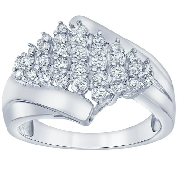 Arista 1/2 Carat T.W Lab Grown Diamond Marquise Cluster Women's Anniversary Ring in Sterling Silver (I, SI)