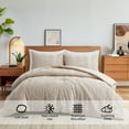 thumbnail image 3 of Peace Nest 2-Piece All Season Clipped Jacquard Down Alternative Comforter Set, Beige, Twin, 3 of 7