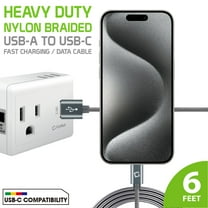 Cellet 6 ft Fast Charging Heavy Duty Braided USB-A to USB-C Data Cable Compatible with Apple iPhone 15 Series/ iPad Pro 11/12.9/MacBook 12 Samsung Note 10/9/8 Galaxy S24 Series / Google Pixel