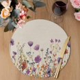 thumbnail image 3 of Purple Red Spring Floral Round 13 Inch Placemats Set of 8, Watercolor Botanical Summer Flowers HeatResistant Non Slip Place Mats for Dining Table, Wipeable Braided Kitchen Table Mats for Housewarming, 3 of 9