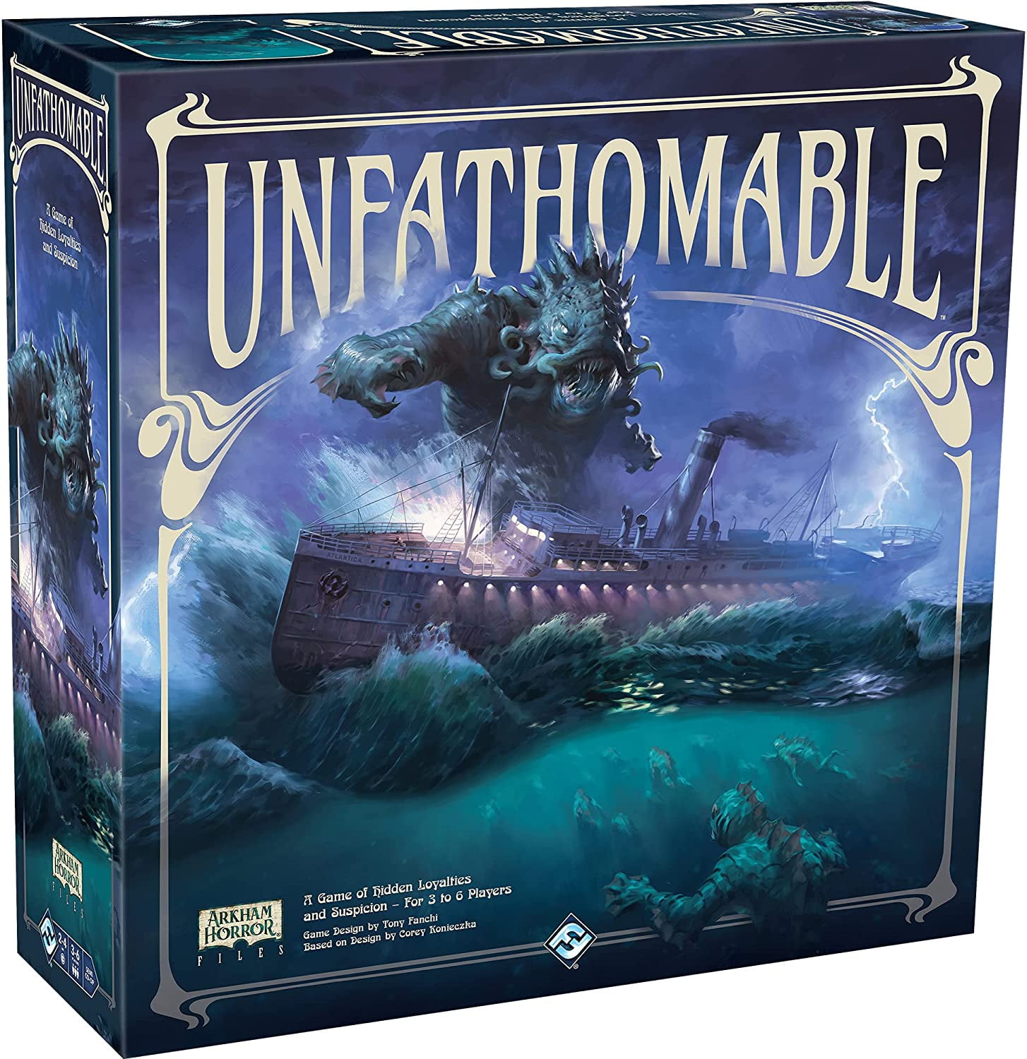 Unfathomable | Strategy Game for Teens and Adults | Arkham Horror | Hidden Traitor Board Game | Ages 14+ | 3-6 Players | Average Playtime 120-240 Minutes | Made by Fantasy Flight Games Unfathomable | Strategy Game for Teens and Adults | Arkham Horror | Hidden Traitor Board Game | Ages 14+ | 3-6 Players | Average Playtime 120-240 Minutes | Made by Fantasy Flight Games