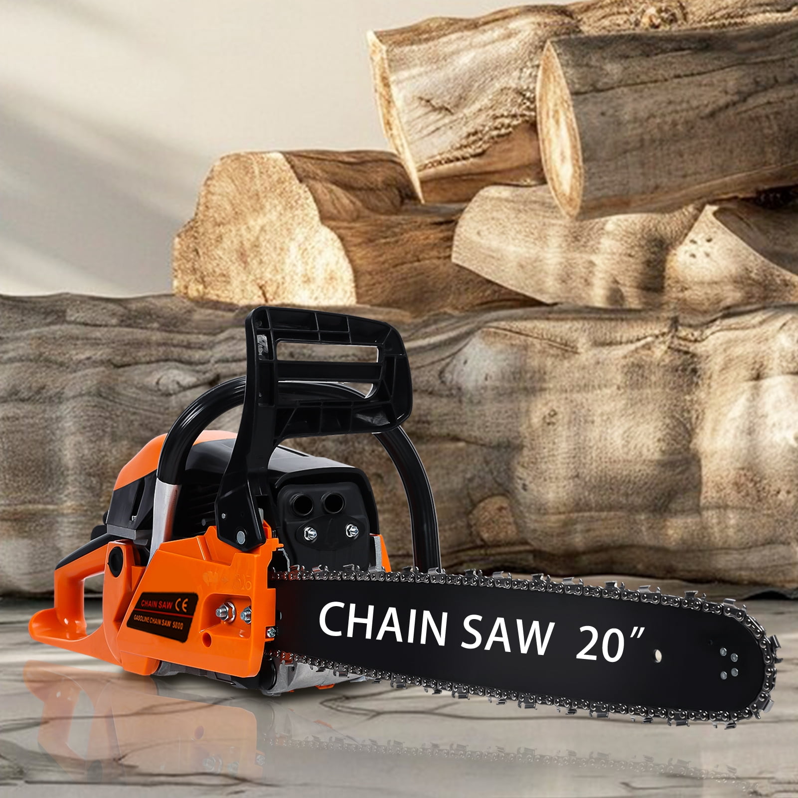 GZCW 20 Inch Gas Chainsaw, 58CC 2-Stroke Gas Powered Chainsaw, Handheld Cordless Chainsaw, High-Power Logging Saw for Wood Cutting and Tree Trimming