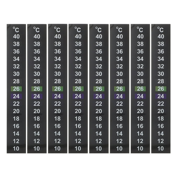 8pcs Fish Tank Thermometer Strips 50-104°F Temperature Range Color Changing Numbers Adhesive Stickers For Aquarium Betta Monitoring
