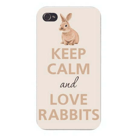 Bunny Rabbit Iphone 4 Case Apple Iphone Custom Case 5 / 5s AND SE White Plastic Snap on - Keep Calm and Love Rabbits Small Bunny ()