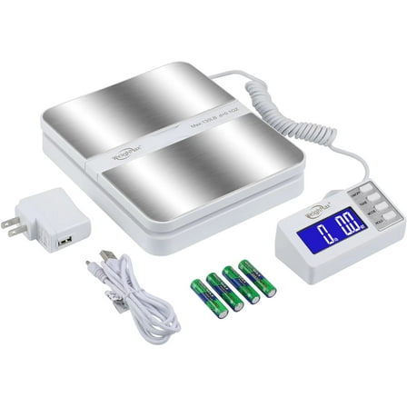 Weighmax 130Lb x0.1OZ Extended Display Digital Shipping Postal Scale, White