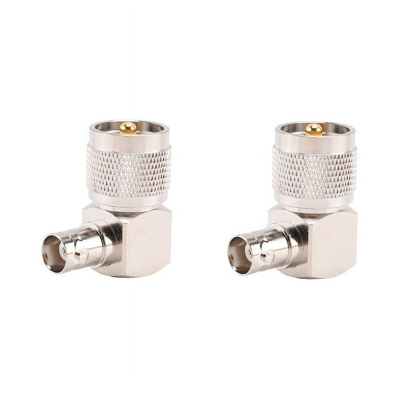 2X UHF PL259 -259 Male to BNC Female Right Angle Adapter Connector,Silver