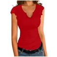 thumbnail image 5 of TAGOLD Womens Short Sleeve V-Neck Blouses & Shirts 1/4 Sleeve V Neck Stretch Breathable Summer Top, 5 of 5
