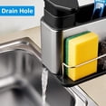 thumbnail image 4 of Dispensador de jabón de fregadero de cocina 3 en 1 soporte de esponja antióxido fregadero de acero inoxidable almacenamiento estante de drenaje, 4 of 6
