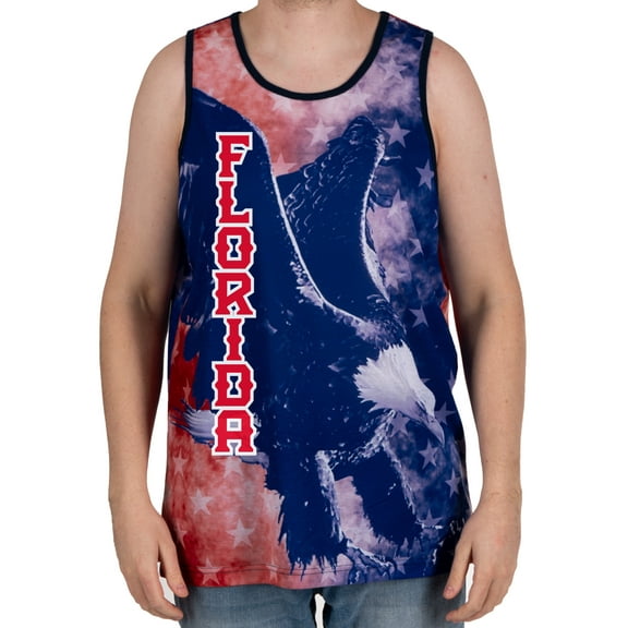 Men's Custom State Americana Tank Top, Eagle Patriotic Muscle Tee from Home Free