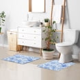 thumbnail image 7 of 2 Piece Bath Mat Set with U-Shaped Toilet Mat and Rectangle Bath Rugs Non Slip Machine Washable Bathroom Mats Blue Watercolor Floral Pattern, 7 of 7