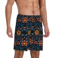 thumbnail image 2 of Balery Mexican Flower Pantalones cortos de pijama de punto de algodón para hombre con cinturilla y bolsillos-4X-Large, 2 of 6