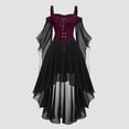 thumbnail image 2 of Aihuaihua Halloween Womens Gothic Witch Dress Plus Size Renaissance Vintage Maxi Dress Long Sleeve Splicing Solid Retro Gown Button Irregular Dress for Theme Party, 2 of 6