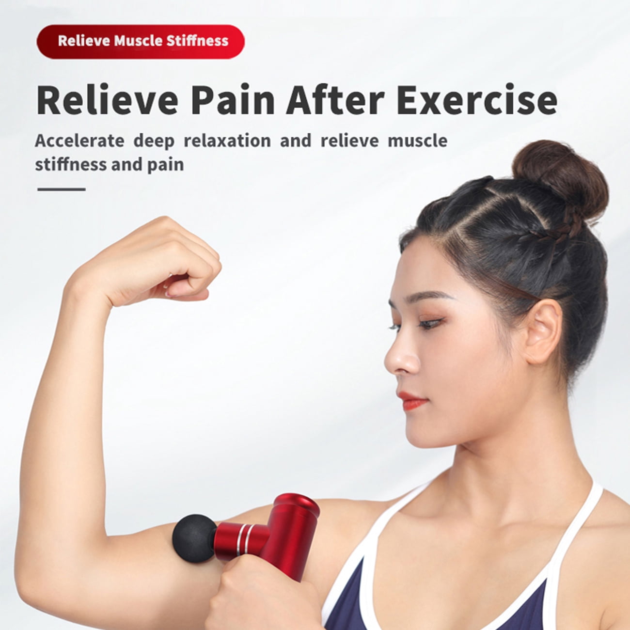 Dawot Red Muscle Massage Percussive Gun Deep Tissue with 3 Adjustable Speeds and 4 Heads, Portable Relaxation Muscle Massager for Office Gym Home