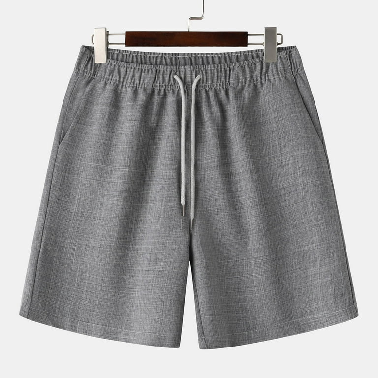 WREESH Men's Linen Shorts Casual Solid Summer with Pockets