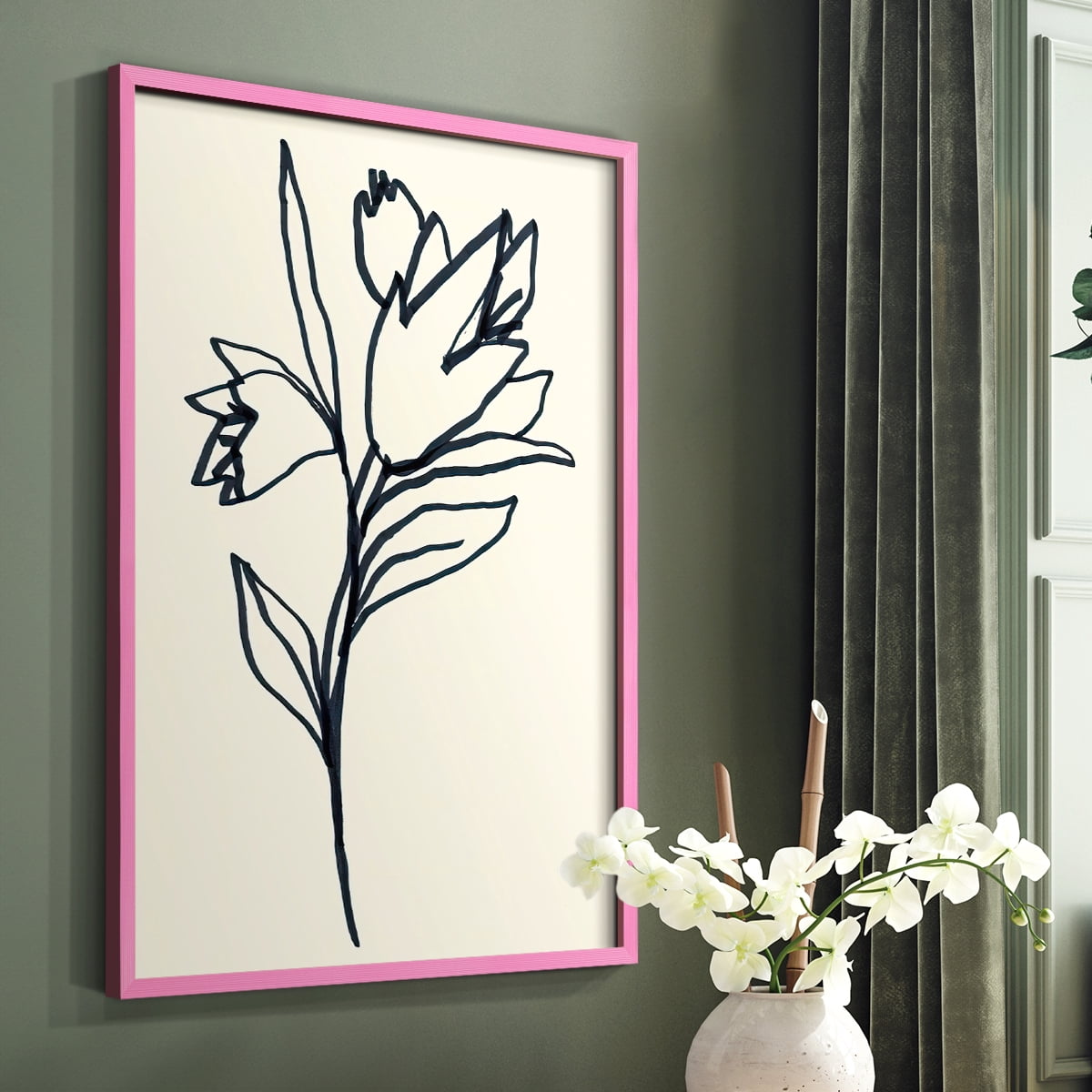 Floral Marker I in Paper Solid Wood 8 x 10 Framed Print