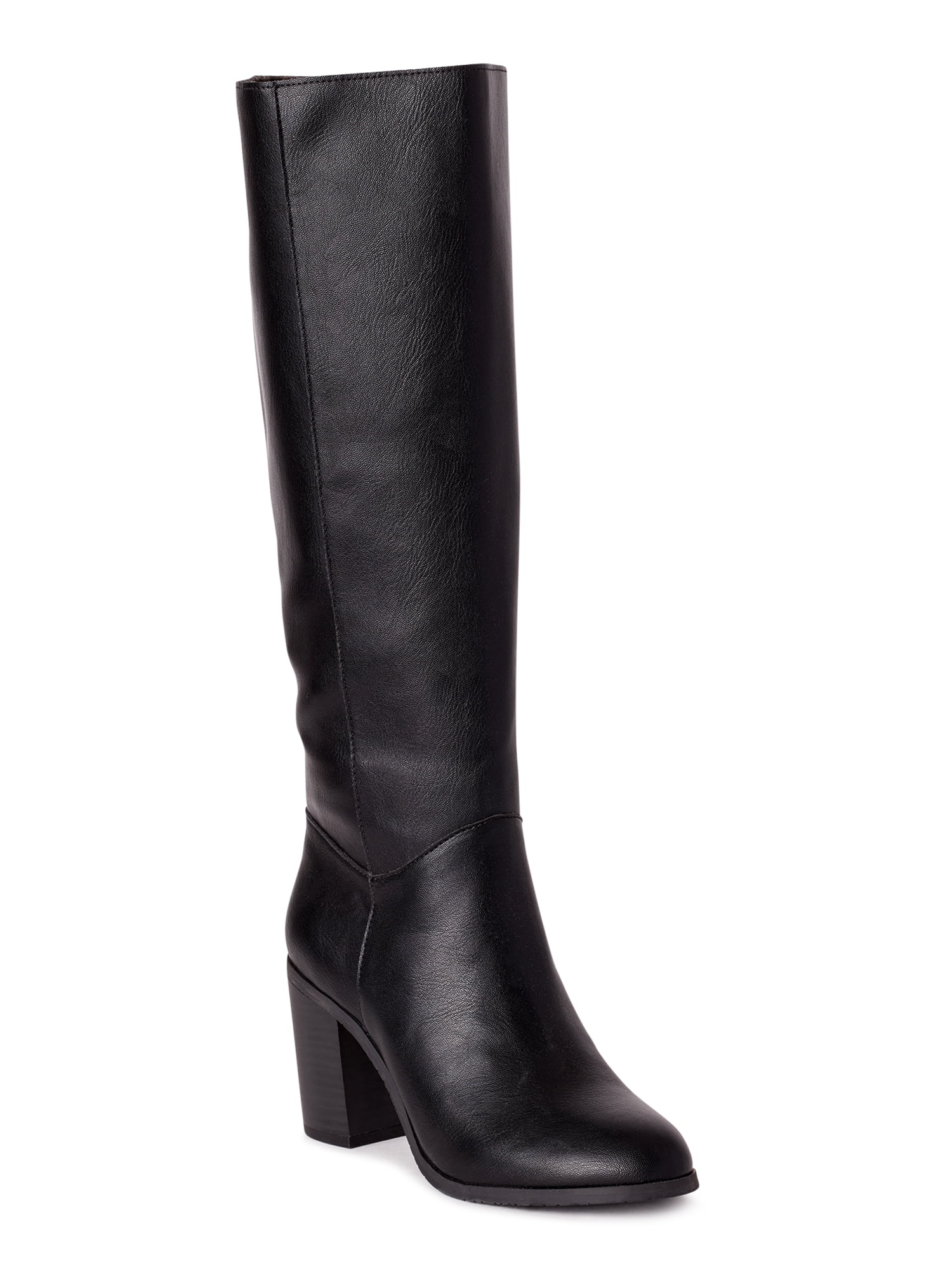 knee high leather boots block heel