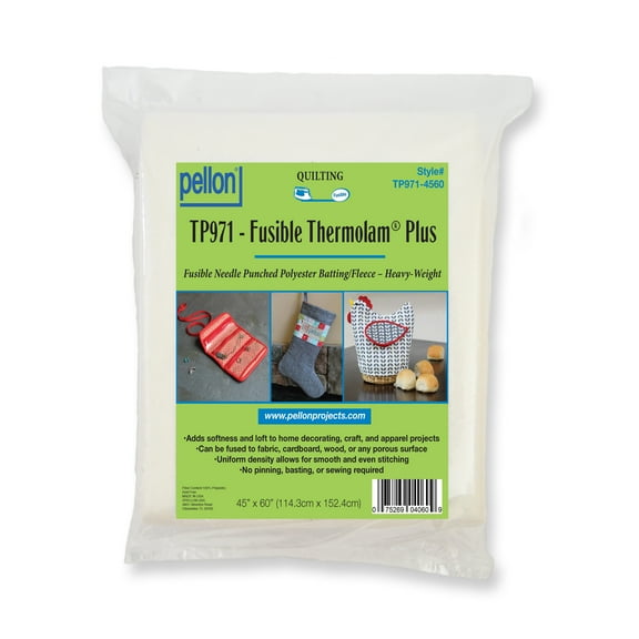 Pellon TP971F Fusible Thermolam Plus Precut Fleece Fabric, White, 45" x 60"