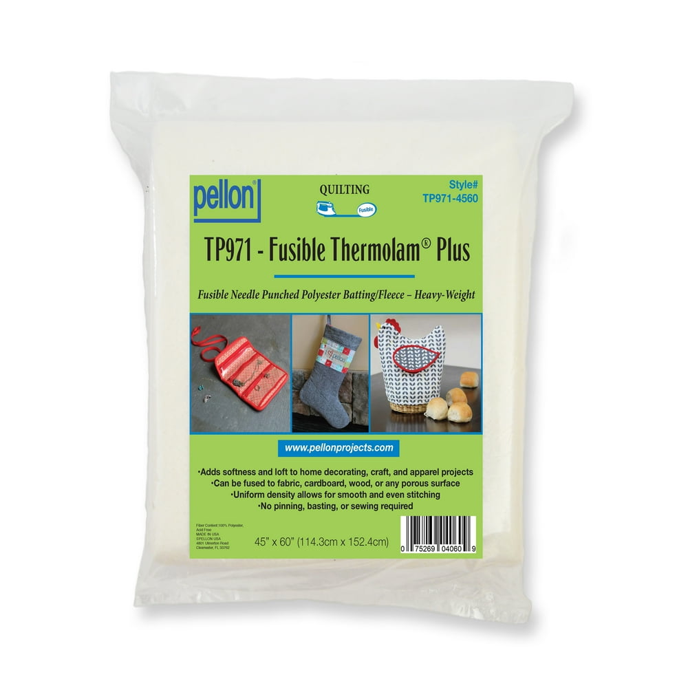 Pellon TP971F Fusible Thermolam Plus Fleece Fabric, White 45" x 60