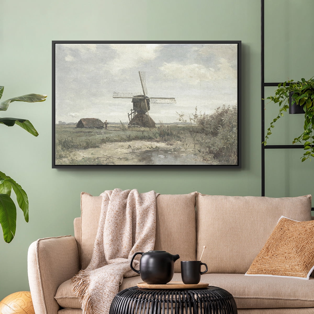 Vintage Landscape-CDI By Wexford Home Framed in Black Wood Gallery Wrapped Canvas 27 in. x 41 in.