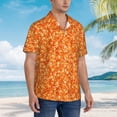 thumbnail image 5 of Xecao Orange Glitter print Hawaiian shirt - a stylish short-sleeve button-down for men, perfect for casual beach and tropical outings., 5 of 9