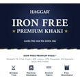 thumbnail image 4 of Haggar Men's Iron Free Premium Khaki Straight Fit Flat Front Flex Waist Casual Pant 38W x 30L Dark Grey, 4 of 6