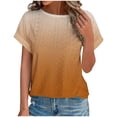 thumbnail image 1 of Hyknon Going out Tops for Women Fashiona Gradient Color Round Neck Short Sleeve Summer Tops Loose Fitting Soft Mesh Pullover Tunic Tops, 1 of 5