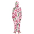 thumbnail image 3 of Pink Watermelon Heart Pattern One Piece Pajamas Soft Jumpsuit Cozy Sleep and Play Romper Zipper and Pockets 7T-8T, 3 of 8