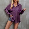 thumbnail image 2 of Besolor Women's Fall Button down Shirt Casual Lightweight Lapel Long Sleeve Oversized Blouses Tops with Pockets, 2 of 9