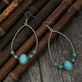 thumbnail image 2 of Nvzi Pendientes colgantes de estilo retro, nuevos y únicos, joyería étnica bohemia vintage (azul), 2 of 5